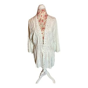 Soft Surroundings White Melissani Tunic Top Women’s Large Embroidered [100]